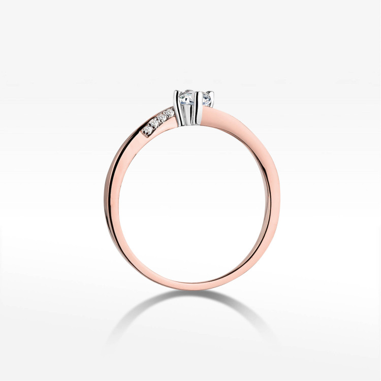 Pierścionek W0262 Diament 0,10ct różowe złoto