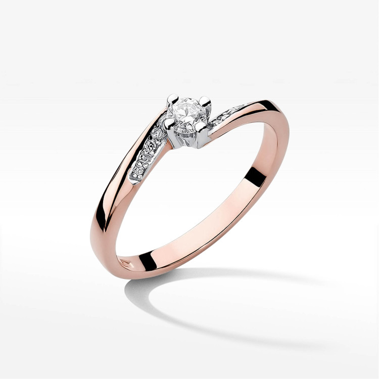 Pierścionek W0262 Diament 0,10ct różowe złoto