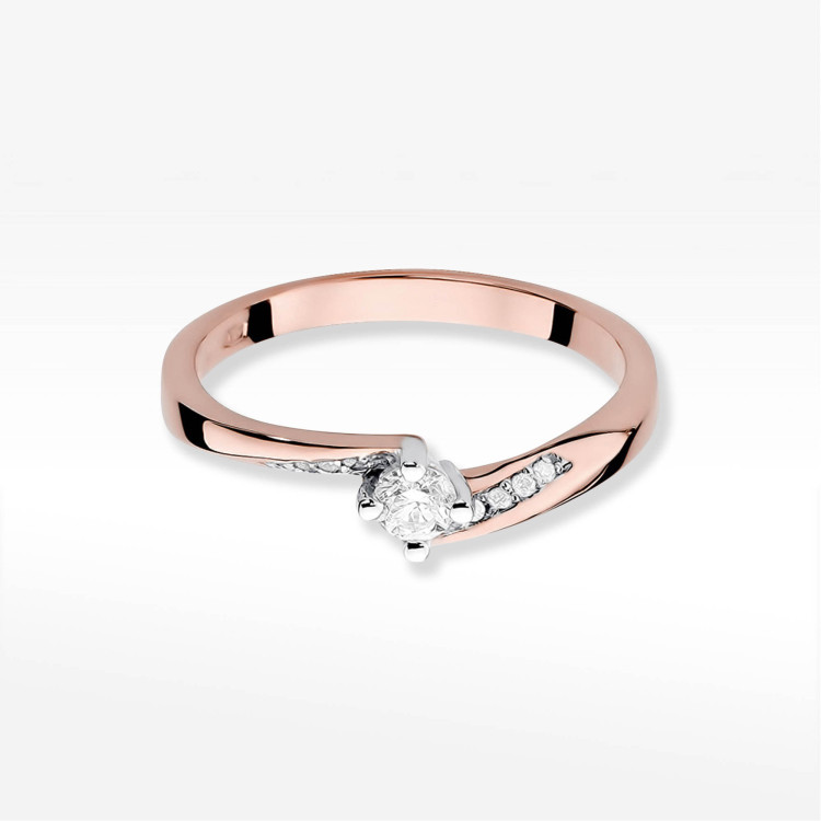 Pierścionek W0262 Diament 0,10ct różowe złoto