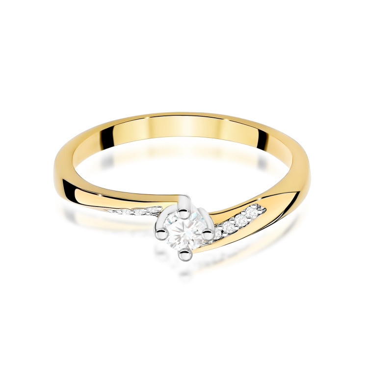 Pierścionek W0262 Diament 0,10ct żółte złoto