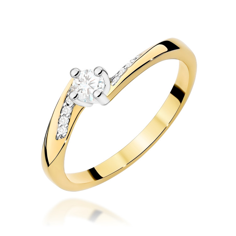 Pierścionek W0262 Diament 0,10ct żółte złoto