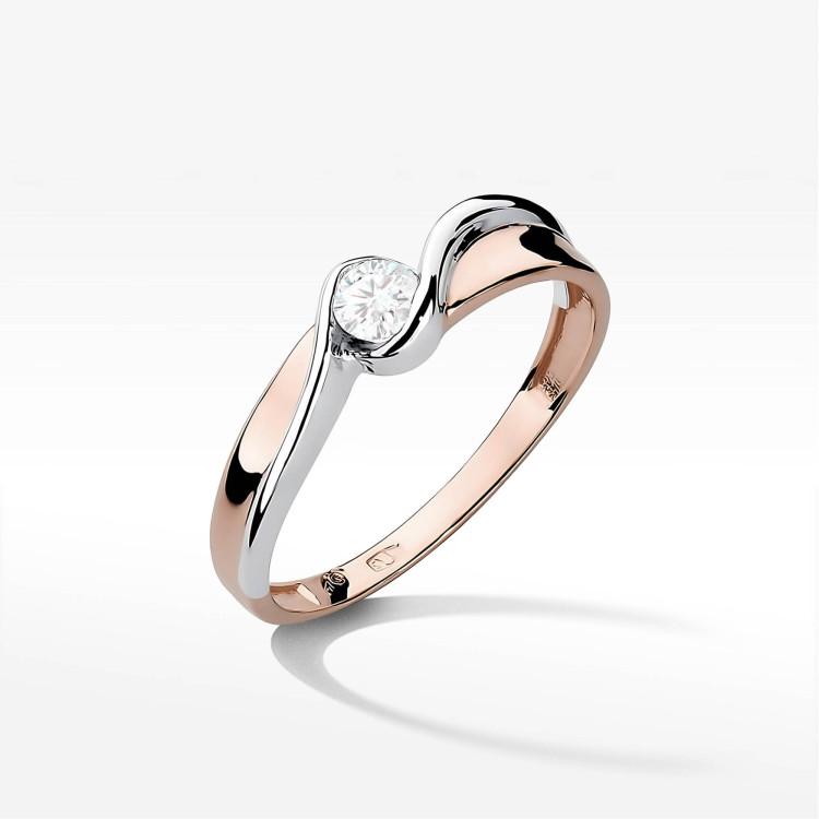 Pierścionek W0278 Diament Laboratoryjny 0,15ct różowe złoto