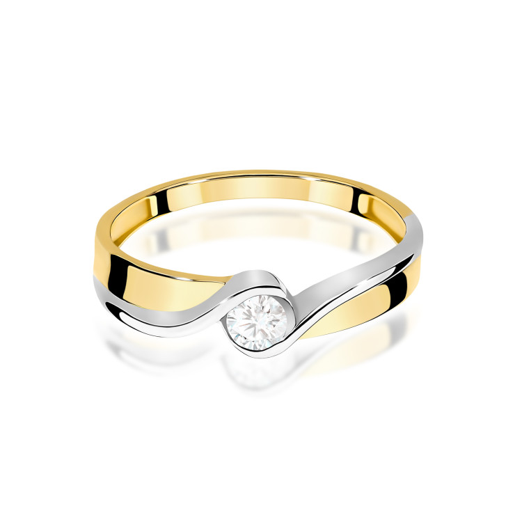 Pierścionek W0278 Diament Laboratoryjny 0,15ct żółte złoto