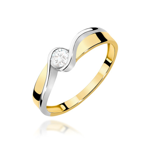 Pierścionek W0278 Diament Laboratoryjny 0,15ct żółte złoto