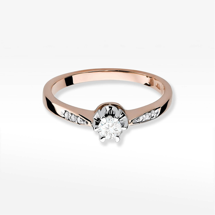 Pierścionek W0291 Diament Laboratoryjny 0,20ct różowe złoto