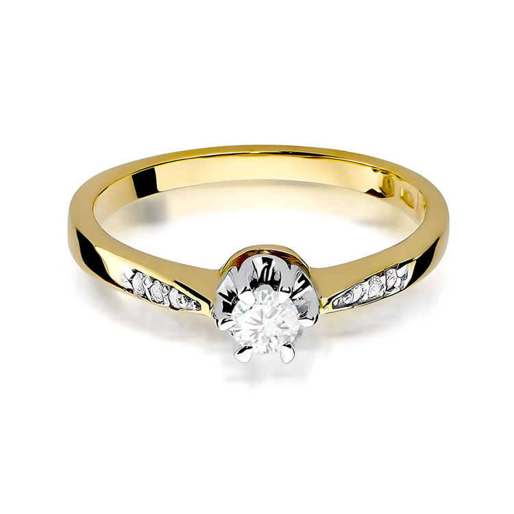 Pierścionek W0291 Diament Laboratoryjny 0,25ct żółte złoto