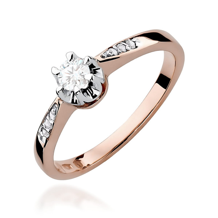 Pierścionek W0291 Diament 0,28ct różowe złoto
