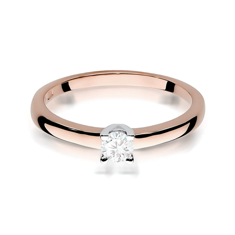 Pierścionek W0292 Diament 0,15ct różowe złoto