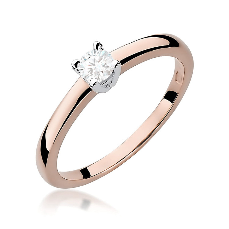 Pierścionek W0292 Diament 0,15ct różowe złoto