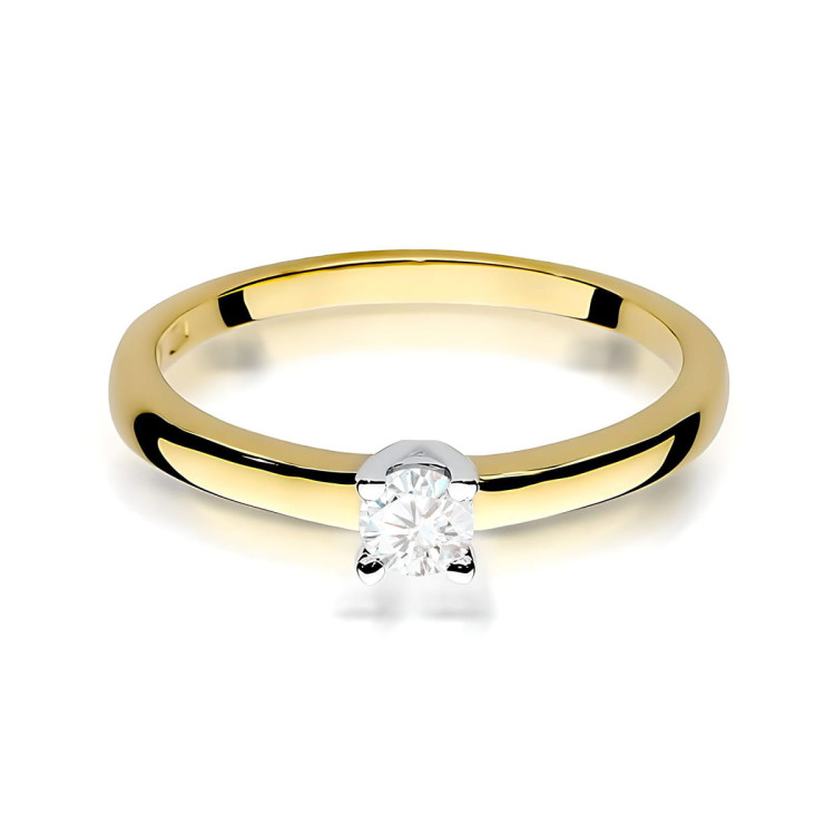 Pierścionek W0292 Diament 0,15ct żółte złoto