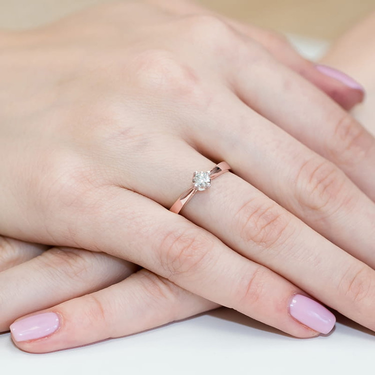 Pierścionek W0293 Diament 0,20ct różowe złoto