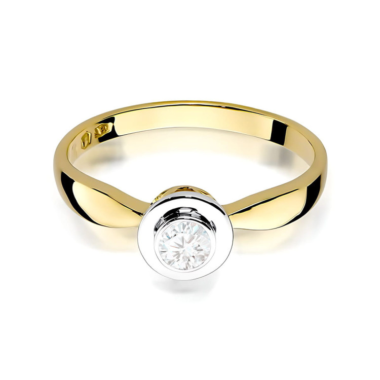 Pierścionek W0294 Diament 0,15ct żółte złoto