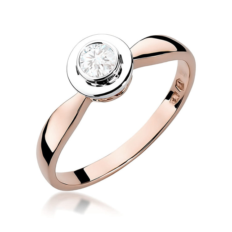 Pierścionek W0294 Diament Laboratoryjny 0,20ct różowe złoto
