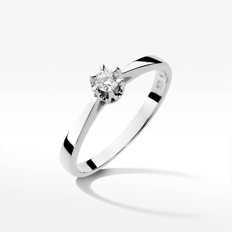 Pierścionek W0295 Diament Laboratoryjny 0,15ct białe złoto