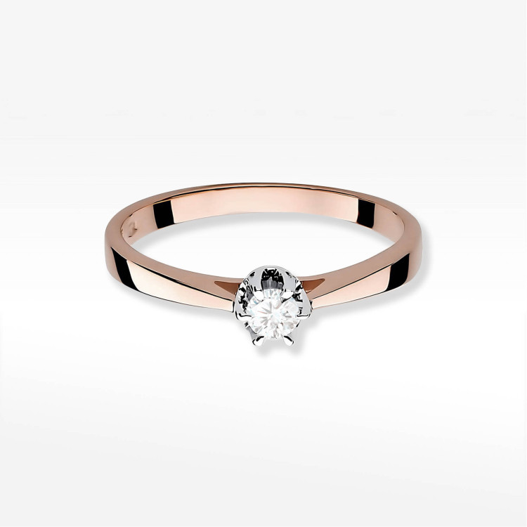 Pierścionek W0295 Diament 0,12ct różowe złoto