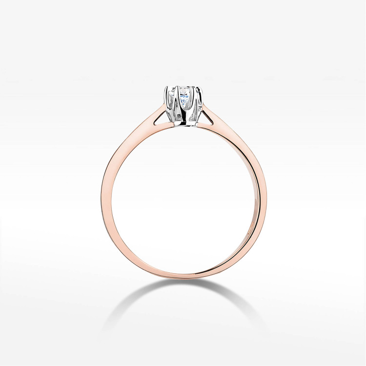 Pierścionek W0295 Diament 0,12ct różowe złoto