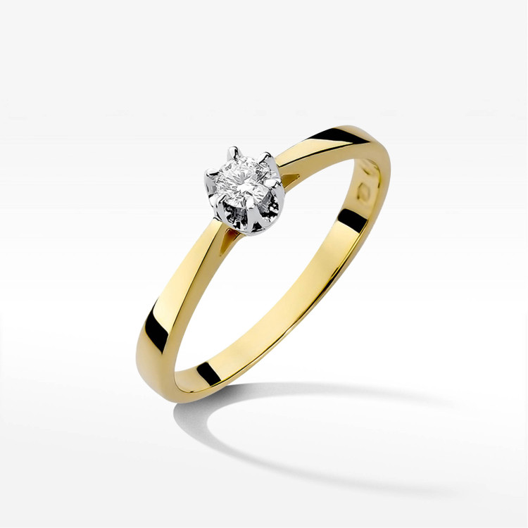 Pierścionek W0295 Diament Laboratoryjny 0,15ct żółte złoto