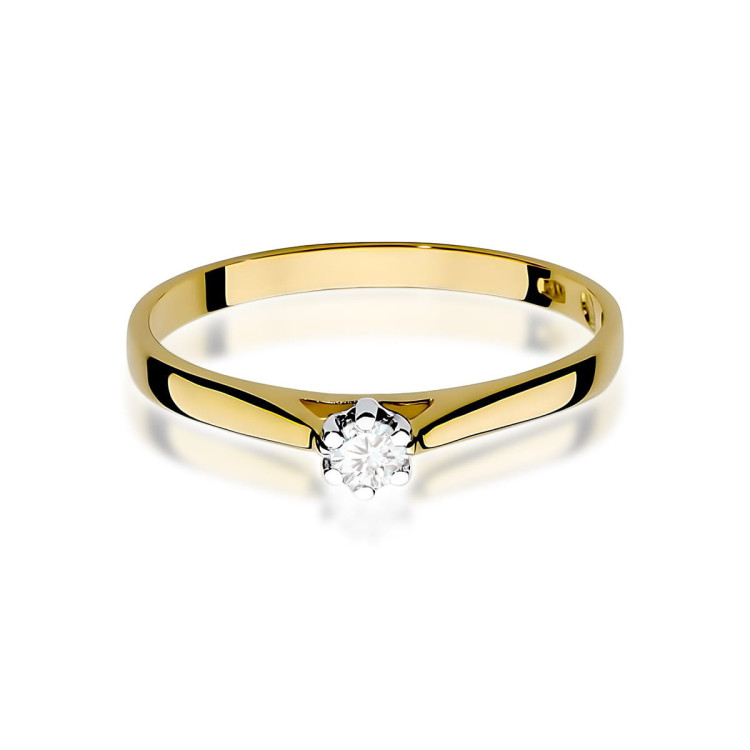 Pierścionek W0311 Diament 0,09ct żółte złoto