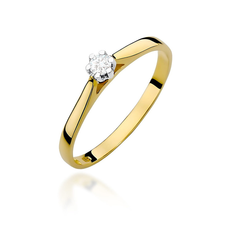 Pierścionek W0311 Diament 0,09ct żółte złoto