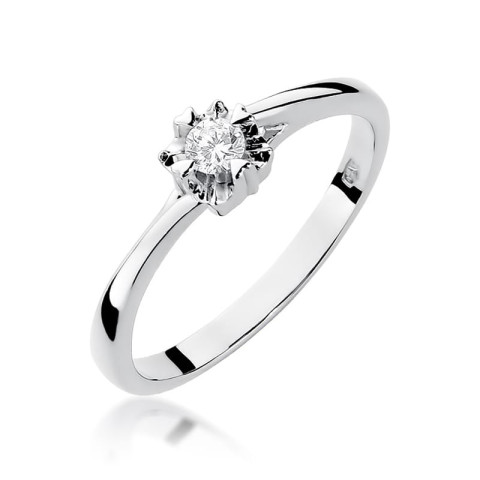 Pierścionek z białego złota z diamentem laboratoryjnym - próba 585 0,10CT w0318.B3.LDW.01