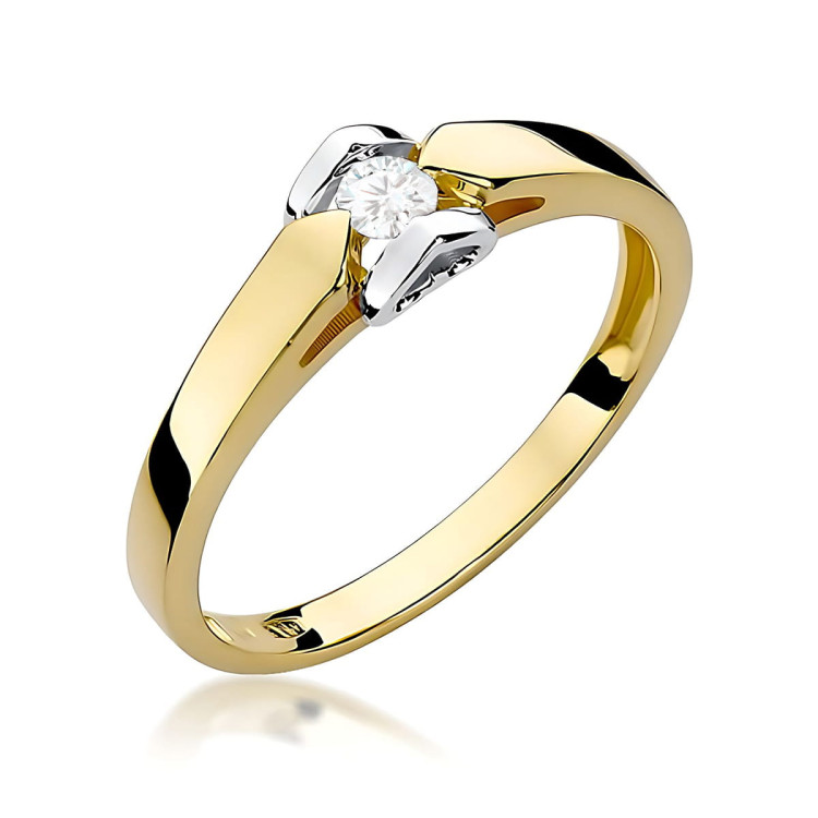 Pierścionek W0320 Diament Laboratoryjny 0,10ct żółte złoto