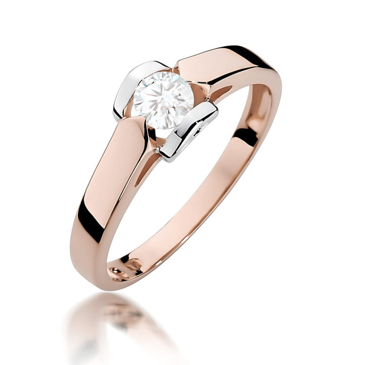 Pierścionek W0320 Diament Laboratoryjny 0,30ct różowe złoto