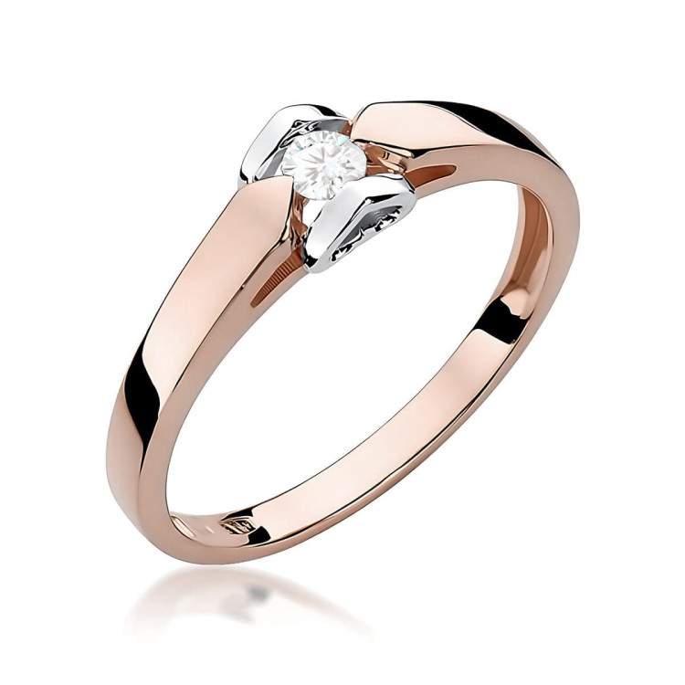 Pierścionek W0320 Diament 0,09ct różowe złoto