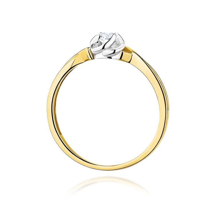 Pierścionek W0329 Diament Laboratoryjny 0,10ct żółte złoto