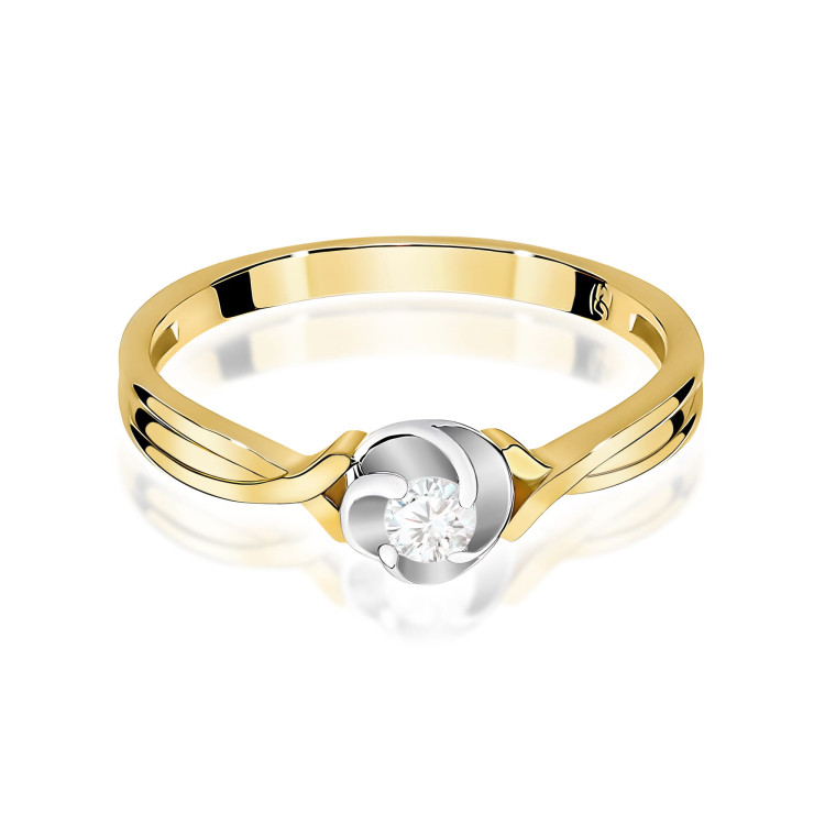 Pierścionek W0329 Diament Laboratoryjny 0,10ct żółte złoto