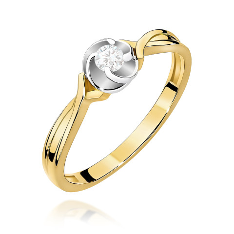 Pierścionek W0329 Diament Laboratoryjny 0,10ct żółte złoto