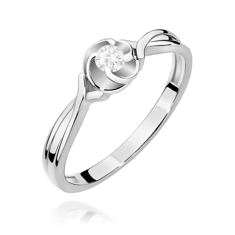 Pierścionek W0329 Diament Laboratoryjny 0,10ct białe złoto