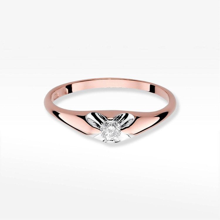 Pierścionek z różowego złota z diamentem laboratoryjnym - próba 585 0,10CT w0331.R3.LDW.01