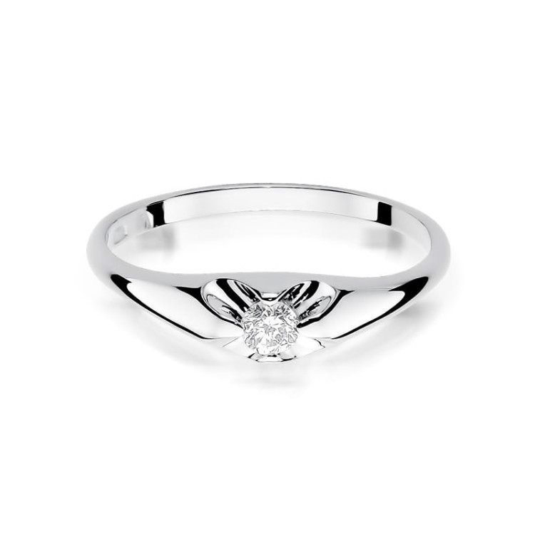 Pierścionek z białego złota z diamentem laboratoryjnym - próba 585 0,10CT w0331.B3.LDW.01