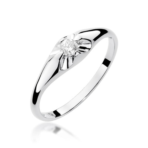 Pierścionek z białego złota z diamentem laboratoryjnym - próba 585 0,10CT w0331.B3.LDW.01