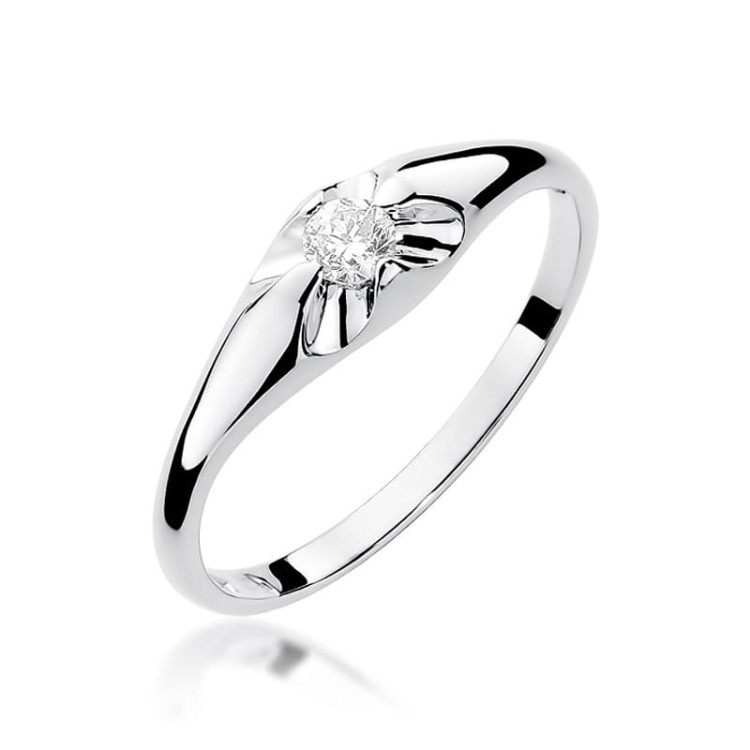 Pierścionek z białego złota z diamentem laboratoryjnym - próba 585 0,10CT w0331.B3.LDW.01