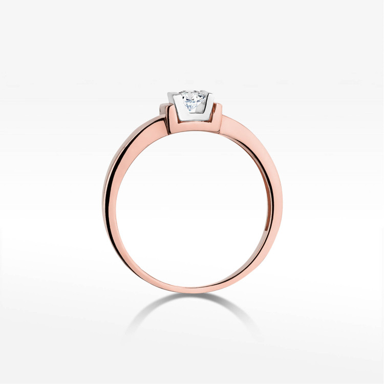 Pierścionek z różowego złota z diamentem laboratoryjnym - próba 585 0,10CT w0343.R3.LDW.01