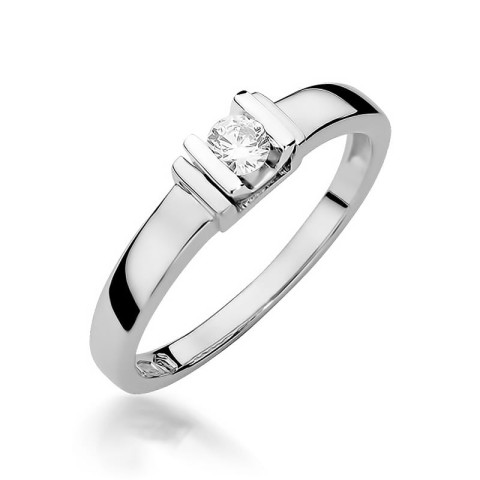 Pierścionek z białego złota z diamentem laboratoryjnym - próba 585 0,10CT w0343.B3.LDW.01