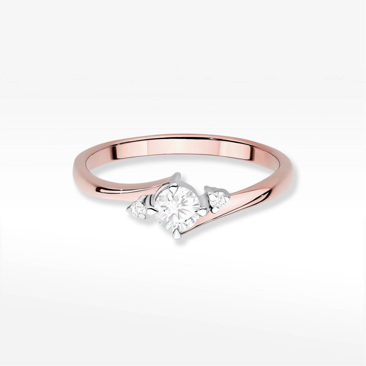 Pierścionek W0346 Diament Laboratoryjny 0,27ct różowe złoto