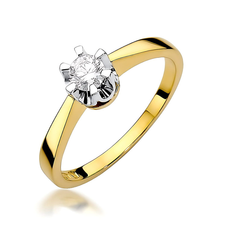 Pierścionek W0408 Diament Laboratoryjny 0,25ct żółte złoto