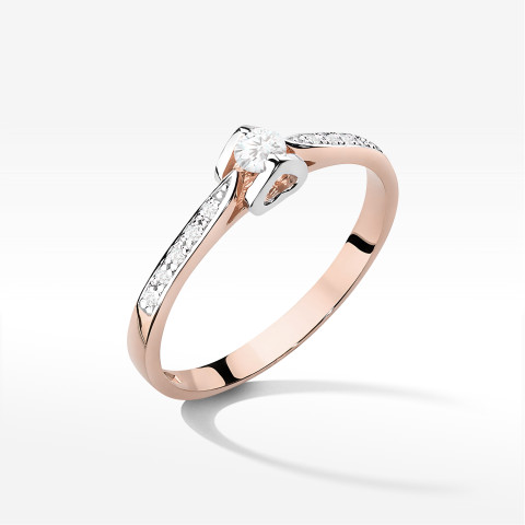 Pierścionek W0435 Diament Laboratoryjny 0,15ct różowe złoto