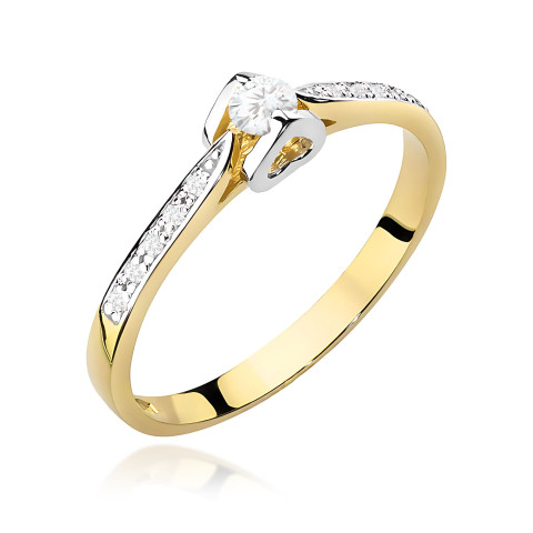 Pierścionek W0435 Diament Laboratoryjny 0,15ct żółte złoto
