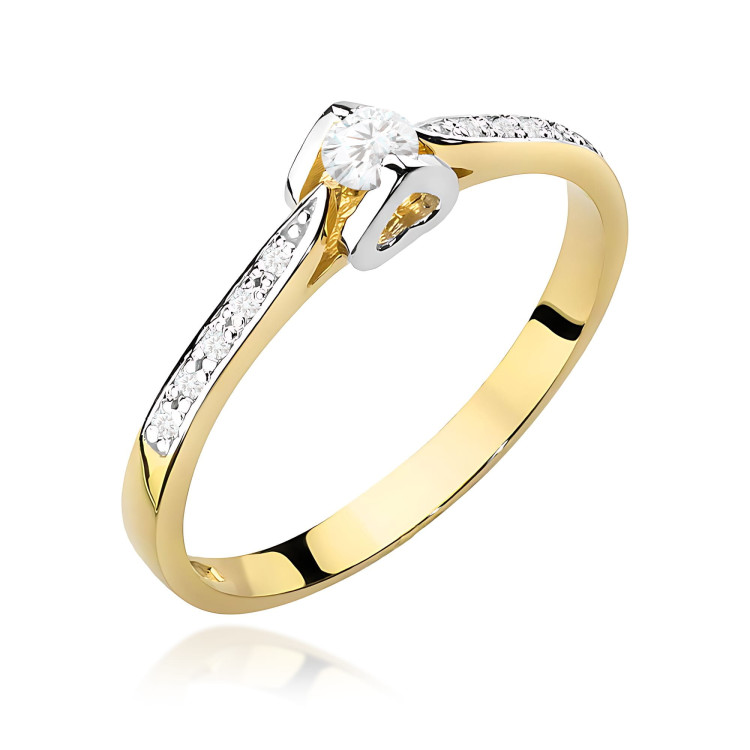Pierścionek W0435 Diament Laboratoryjny 0,15ct żółte złoto