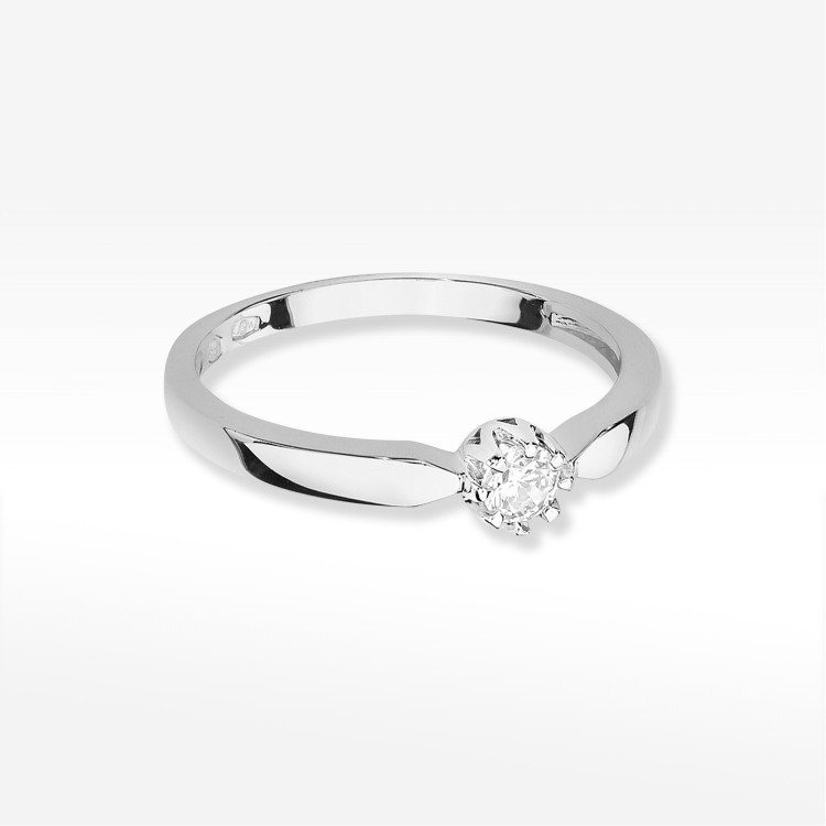 Pierścionek z białego złota z diamentem laboratoryjnym - próba 585 0,10CT w0450.B3.LDW.01