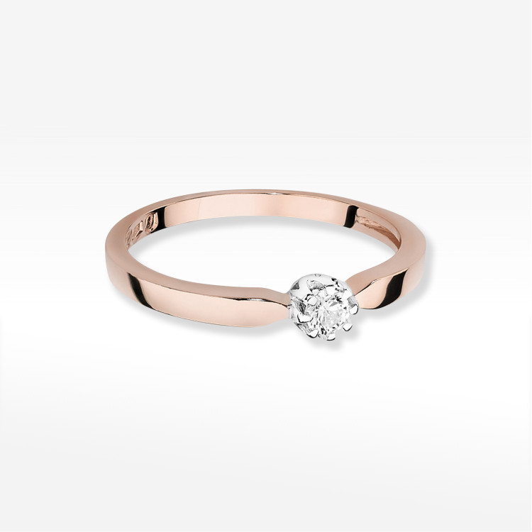 Pierścionek z różowego złota z diamentem laboratoryjnym - próba 585 0,10CT w0450.R3.LDW.01