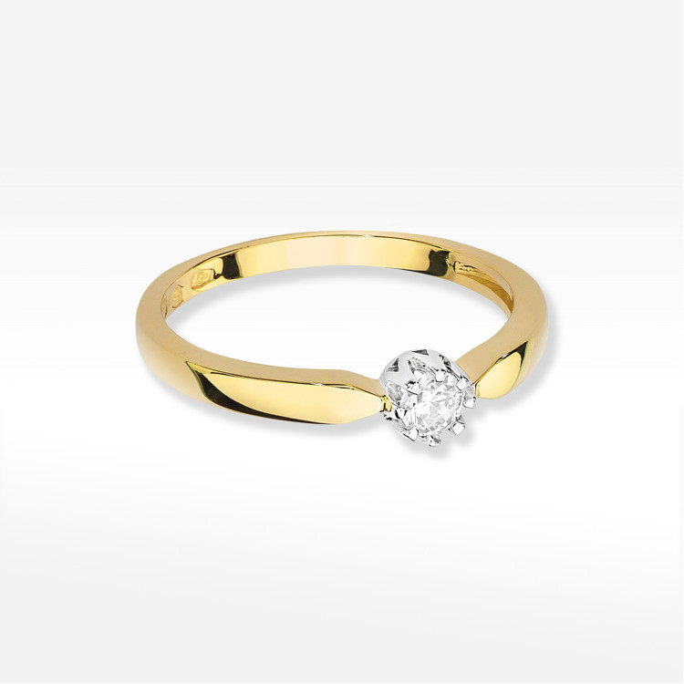 Pierścionek z żółtego złota z diamentem laboratoryjnym - próba 585 0,10CT w0450.Z3.LDW.01
