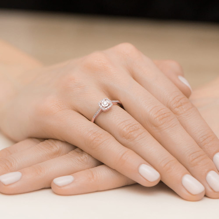 Pierścionek W0462 Diament 0,21ct różowe złoto