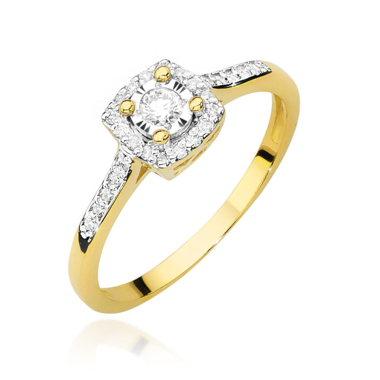 Pierścionek W0462 Diament Laboratoryjny 0,21ct żółte złoto