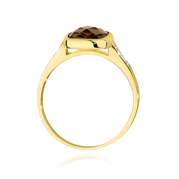 Pierścionek W0478 Kwarc Dymny 2,03ct żółte złoto