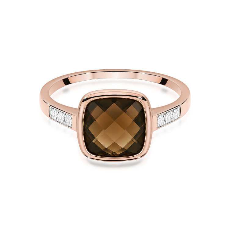 Pierścionek W0478 Kwarc Dymny 2,03ct różowe złoto