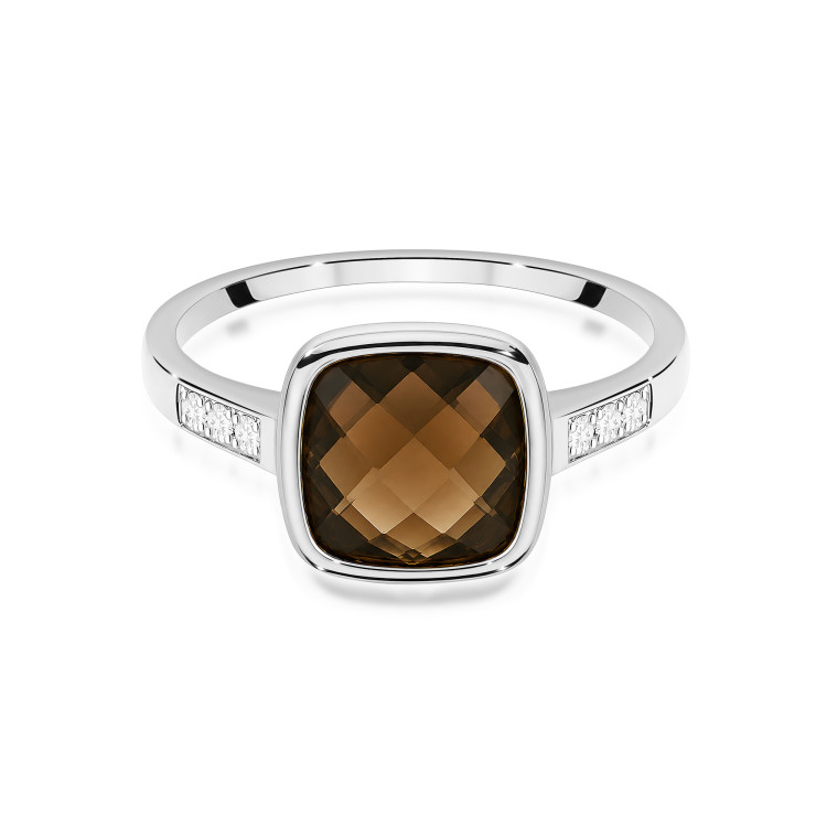 Pierścionek W0478 Kwarc Dymny 2,03ct białe złoto